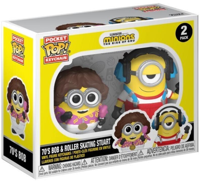 Meglepetés ájándék ötlet  Minions 70's Bob & Roller Skating Stuart (Exclusive) kulcstartó szett
